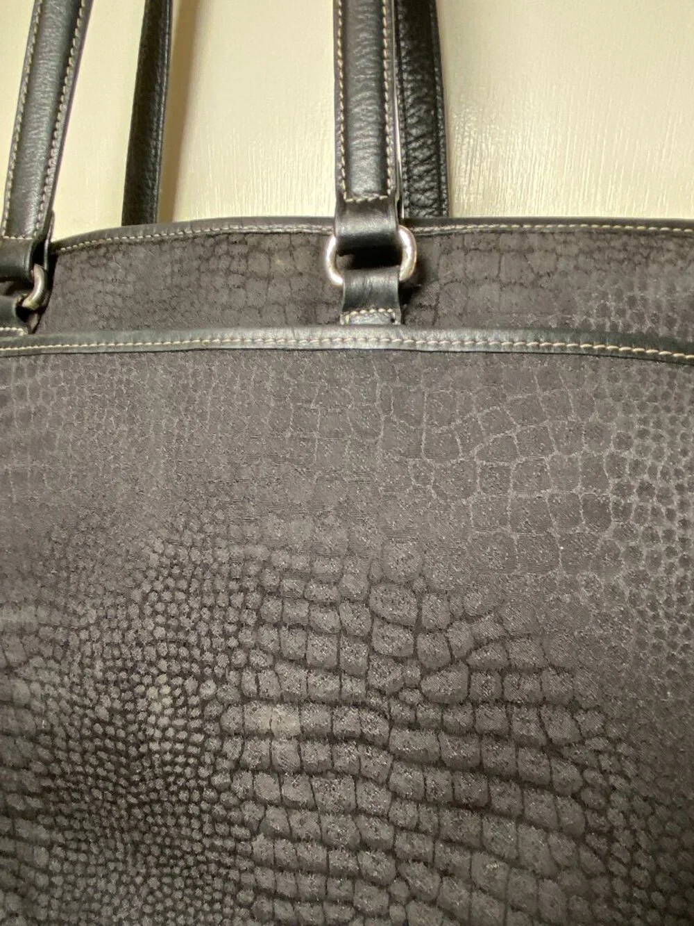 Brighton Black Organizer Briefcase Tote Laptop Work Bag Croc Embossed TLC